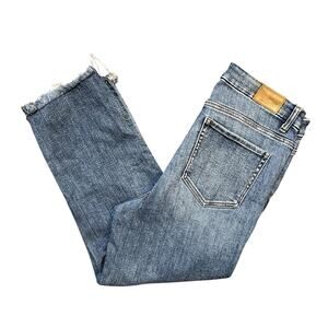 BKE Parker High Rise Crop Jeans Womens 30x28 Raw Hem Straight Denim Buckle